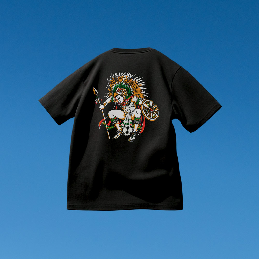 Camiseta Emperador Cuauhtémoc – Vista trasera Camiseta Emperador Cuauhtémoc de Volver a Primera vista trasera con ilustración del emperador Cuauhtémoc